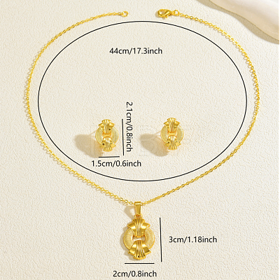 Brass Ring Pendant Necklace & Stud Earrings Sets for Women PL1796-1