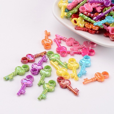 Opaque AB Color Acrylic Skeleton Key Pendants X-SACR-R697-M24-1