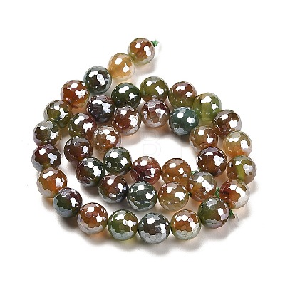 Electroplated Natural Agate Round Beads Strands G-L598-A01-03A-1