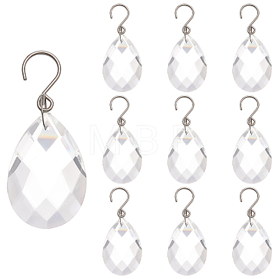 10Pcs Glass Pendant Decorations AJEW-SP0004-79-1