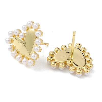 Heart Rack Plating Brass Stud Earrings for Women EJEW-K245-13G-1