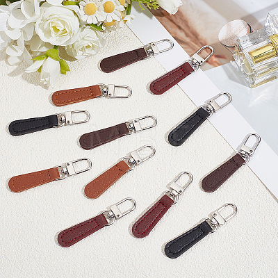 12Pcs PU Leather Zipper Pull Tabs FIND-CY0002-33B-1