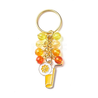 4Pcs Flower/Bee/Orange Juice Alloy Enamel Pendant Keychain KEYC-JKC00412-05-1