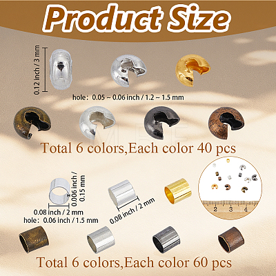 600Pcs Brass & Iron Crimp Beads Covers DIY-PA0001-73-1