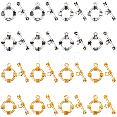SUNNYCLUE 60Pcs 2 Colors Tibetan Style Alloy Toggle Clasps FIND-SC0008-09-1