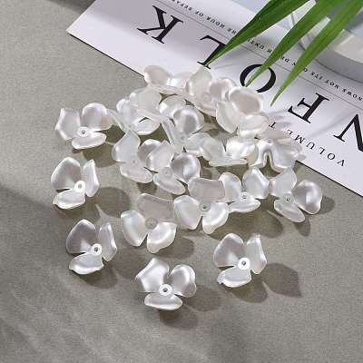 Flower Imitation Pearl Acrylic Bead Caps X-OACR-L004-7226-1