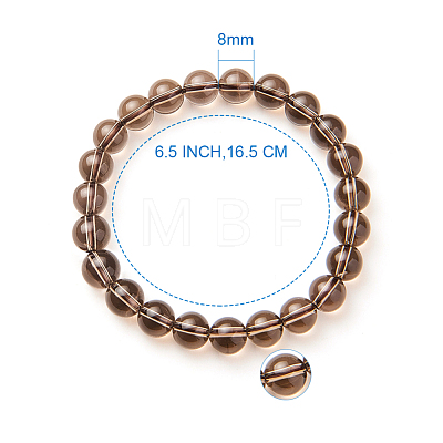 Natural Smoky Quartz Crystal Round Beads Stretch Bracelets BJEW-PH0001-8mm-05-1