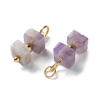 Natural Amethyst Cuboid Beaded Pendants STAS-C120-02G-02-1
