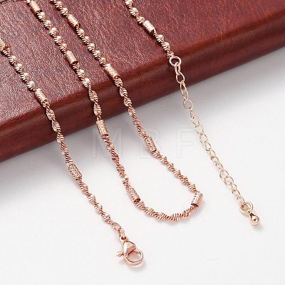 Brass Singapore Chains Necklaces for Women NJEW-D302-38RG-1