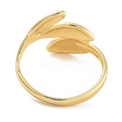 Leaf Rack Plating Brass Open Cuff Rings for Women RJEW-Z059-23G-1