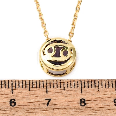 Brass Pave Cubic Zirconia Birth Stone Constellation Pendant Cable Chain Necklaces LS-NJEW-D334-01G-12-1
