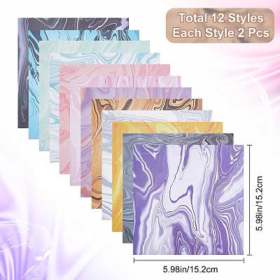 Gorgecraft 24 Sheet 12 Style Square with Marble Pattern Scrapbook Paper Pad SCRA-GF0001-05-1
