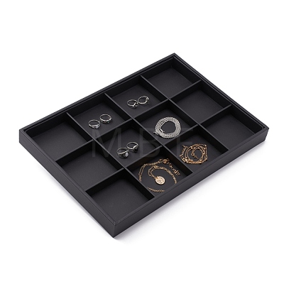 Stackable Wood Display Trays Covered By Black Leatherette PCT106-1