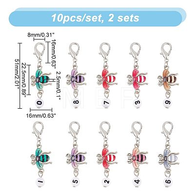 Alloy Enamel & Acrylic Pendant Locking Stitch Markers HJEW-AB00121-1