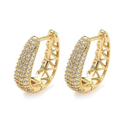 Brass Micro Pave Clear Cubic Zirconia Hoop Earrings EJEW-C182-07E-G-1