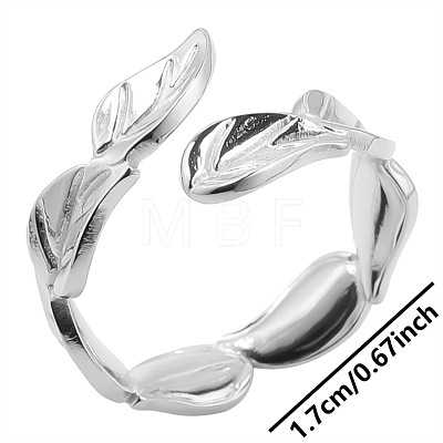Simple Stainless Steel Leaf Open Cuff Ring for Women Men IH3683-1-1