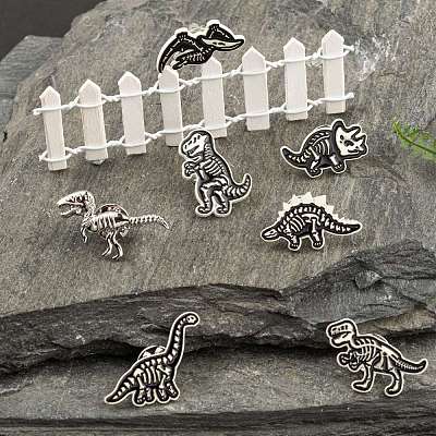 7Pcs 7 Style Spray Painted Alloy Brooches JEWB-LS0001-01-1