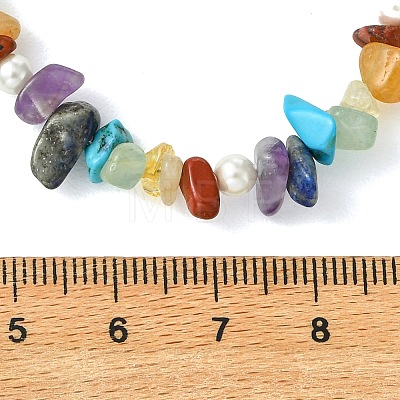 7 Chakra Natural & Synthetic Gemstone Beaded Necklaces NJEW-JN06634-1