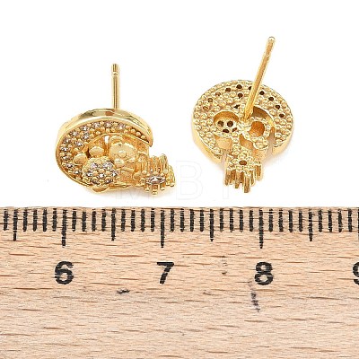 Brass Micro Pave Clear Cubic Zirconia Stud Earrings EJEW-F400-26A-G-1