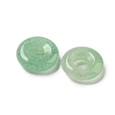 Natural Green Aventurine Donut/Pi Disc Charms G-G142-01P-1