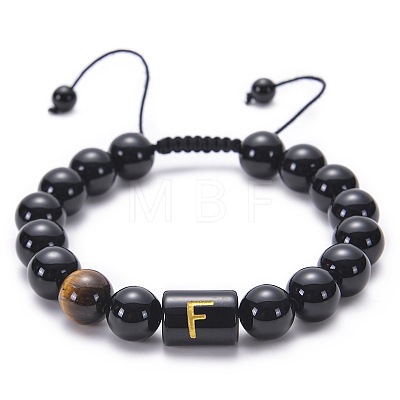 Natural Black Agate & Tiger Eye Round Beaded Adjustable Bracelets HL8029-6-1