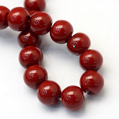 Baking Painted Pearlized Glass Pearl Round Bead Strands HY-Q330-8mm-35-1
