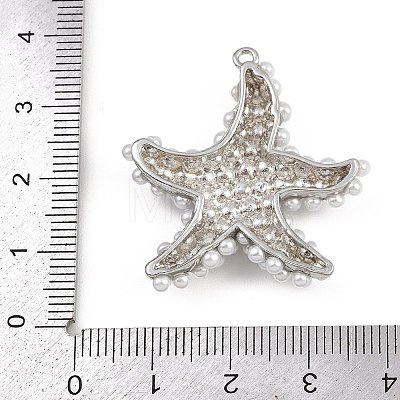 Starfish Brass ABS Imitation Pearl Pendants KK-I352-04A-P-1
