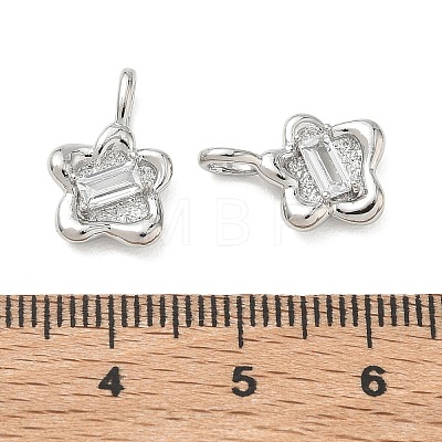Valentine's Day Brass Micro Pave Clear Cubic Zirconia Charms KK-C259-14P-1