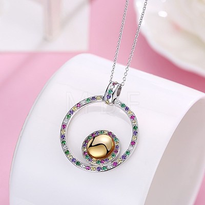 925 Sterling Silver Micro Pave Cubic Zirconia Pendant Necklaces BB34074-1