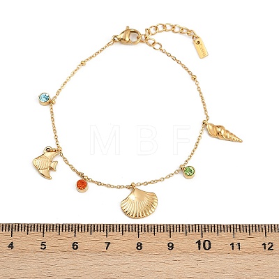 304 Stainless Steel Charms Bracelets for Women BJEW-C114-09G-1