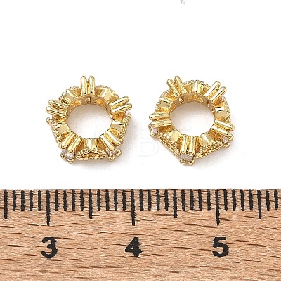 Heart Brass Micro Pave Clear Cubic Zirconia European Beads KK-D228-25G-1
