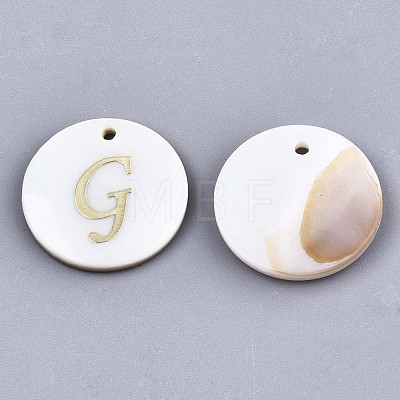 Natural Freshwater Shell Pendants SHEL-N027-04G-1