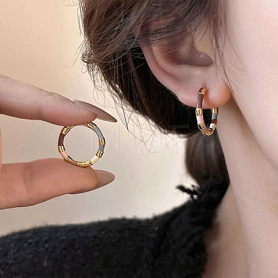Women's Colorful Alloy Enamel Huggie Hoop Earrings AL-CBA3C8B-17G-1