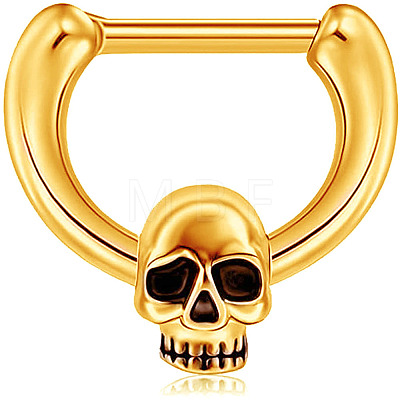 304 Stainless Steel Skull Circular/Horseshoe Barbell Nose Rings WG89838-02-1