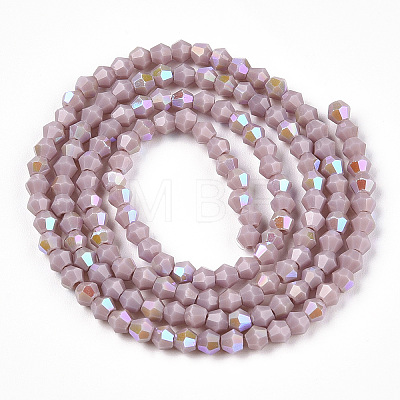 Opaque Solid Color Electroplate Glass Beads Strands EGLA-A039-P2mm-L13-1