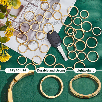 40Pcs 2 Styles Brass Split Key Rings KK-CY0001-05-1