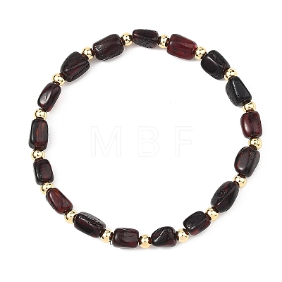 Natural Amber Cuboid Beads Stretch Bracelets for Women Men BJEW-JB13639-02-1
