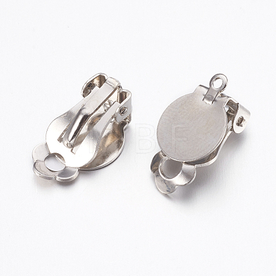 Brass Clip-on Earring Settings X-KK-K225-06-P-1
