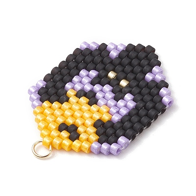 Hallowen Theme Glass Seed Beaded Pendants PALLOY-MZ00873-01-1