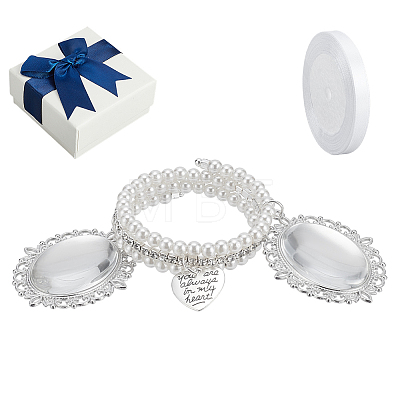 ABS Plastic Imitation Pearl Wedding Bouquet Picture Frame ALRI-NB0001-22-1