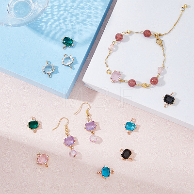 10Pcs 5 Colors Glass Connector Charms GLAA-HY0001-11-1