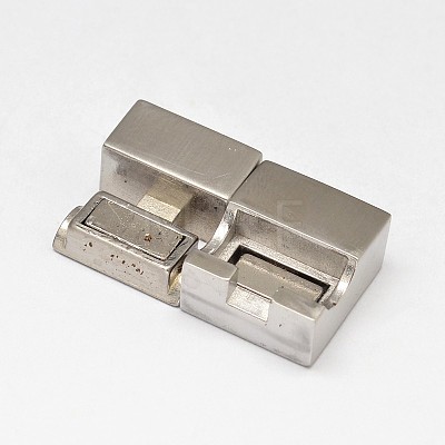 Rectangle 304 Stainless Steel Magnetic Clasps with Glue-in Ends STAS-D070-08-1