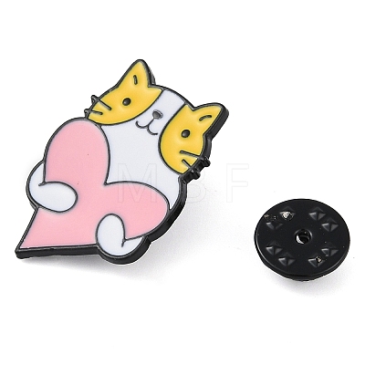 Cartoon Cat with Heart Zinc Alloy Enamel Pin Brooch JEWB-C034-06C-EB-1