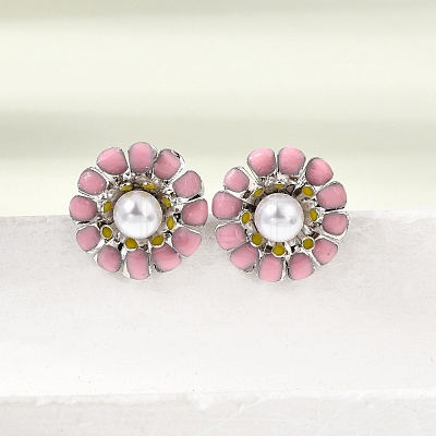 Brass Enamel Stud Earrings KK-CBA8324-27P-1