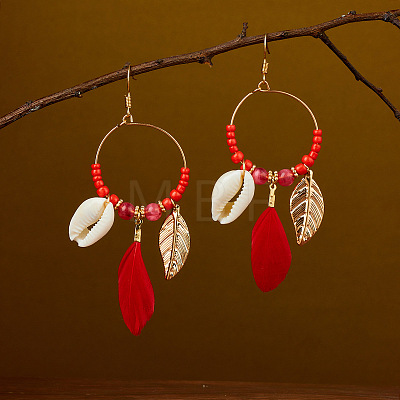 Ring with Leaf Zinc Alloy Acrylic Dangle Earrings FS-WGF3871-01-1