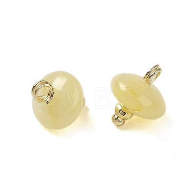 Natural Yellow Aventurine Rondelle Charms with Rack Plating Brass Loops G-G110-05B-10-1