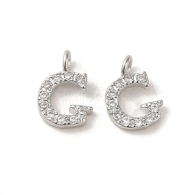 Initial Letter Brass Micro Pave Cubic Zirconia Pendants ZIRC-F008-G-1