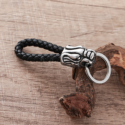 Braided PU Leather Keychains JI5354-1