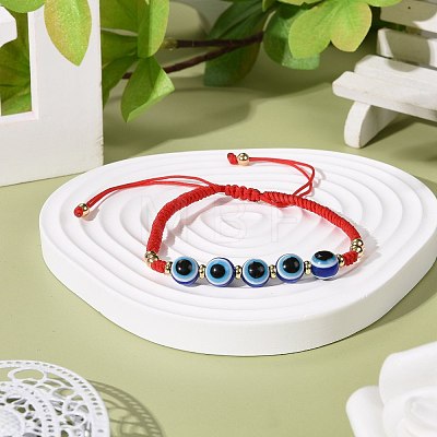 Braided Evil Eye Resin Beads  Bracelets BJEW-JB07011-01-1