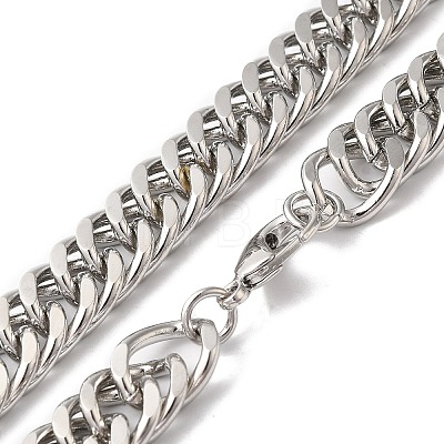 Iron Cuban Link Chain Necklaces for Women Men NJEW-A028-01C-P-1